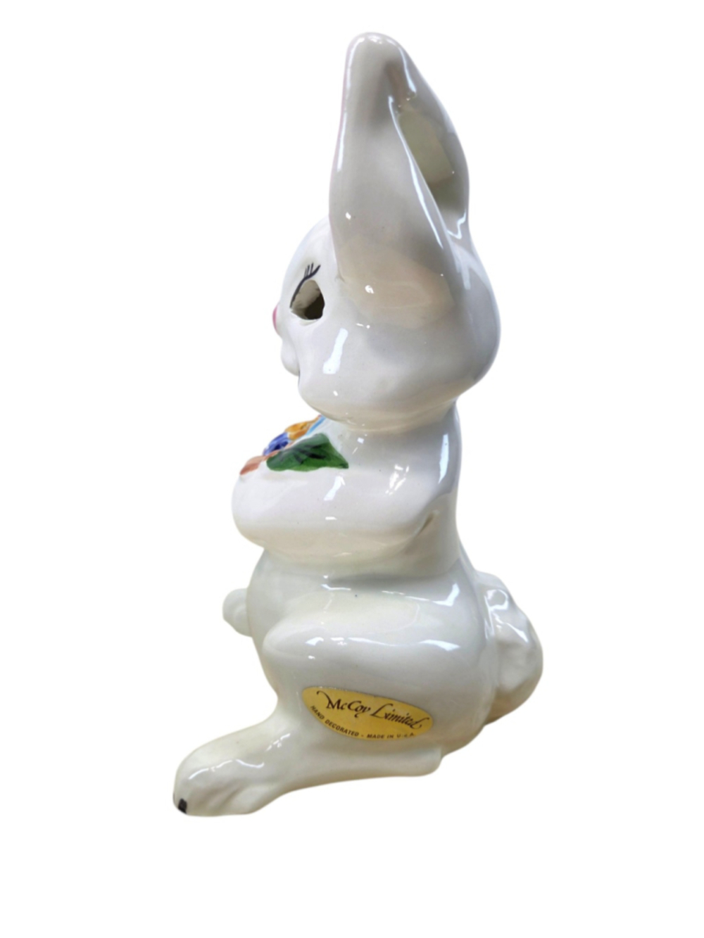 Vintage McCoy Easter Bunny McLights Ceramic Flower Frog Vase Luminary USA - Picture 5 of 9